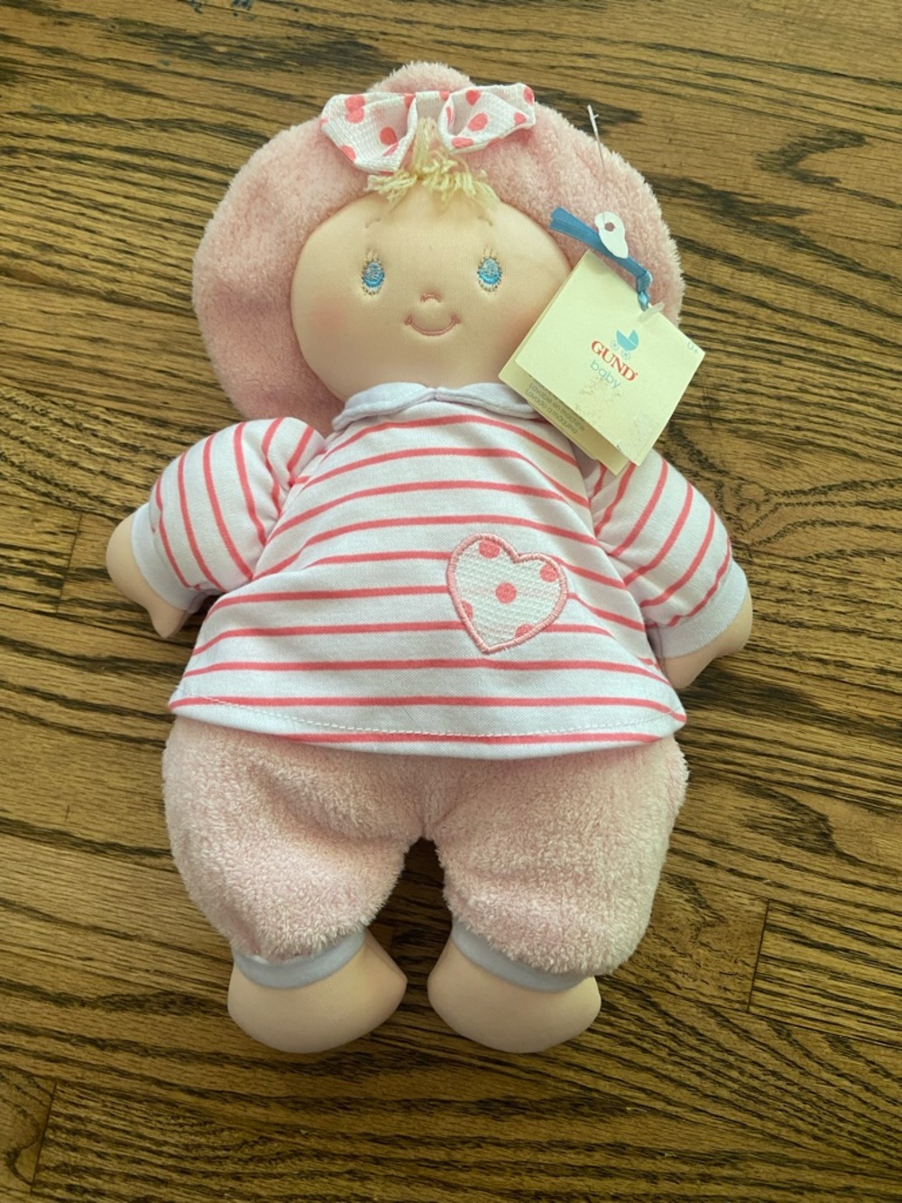 Gund Soft Plush Baby Doll - Pink Striped Outfit